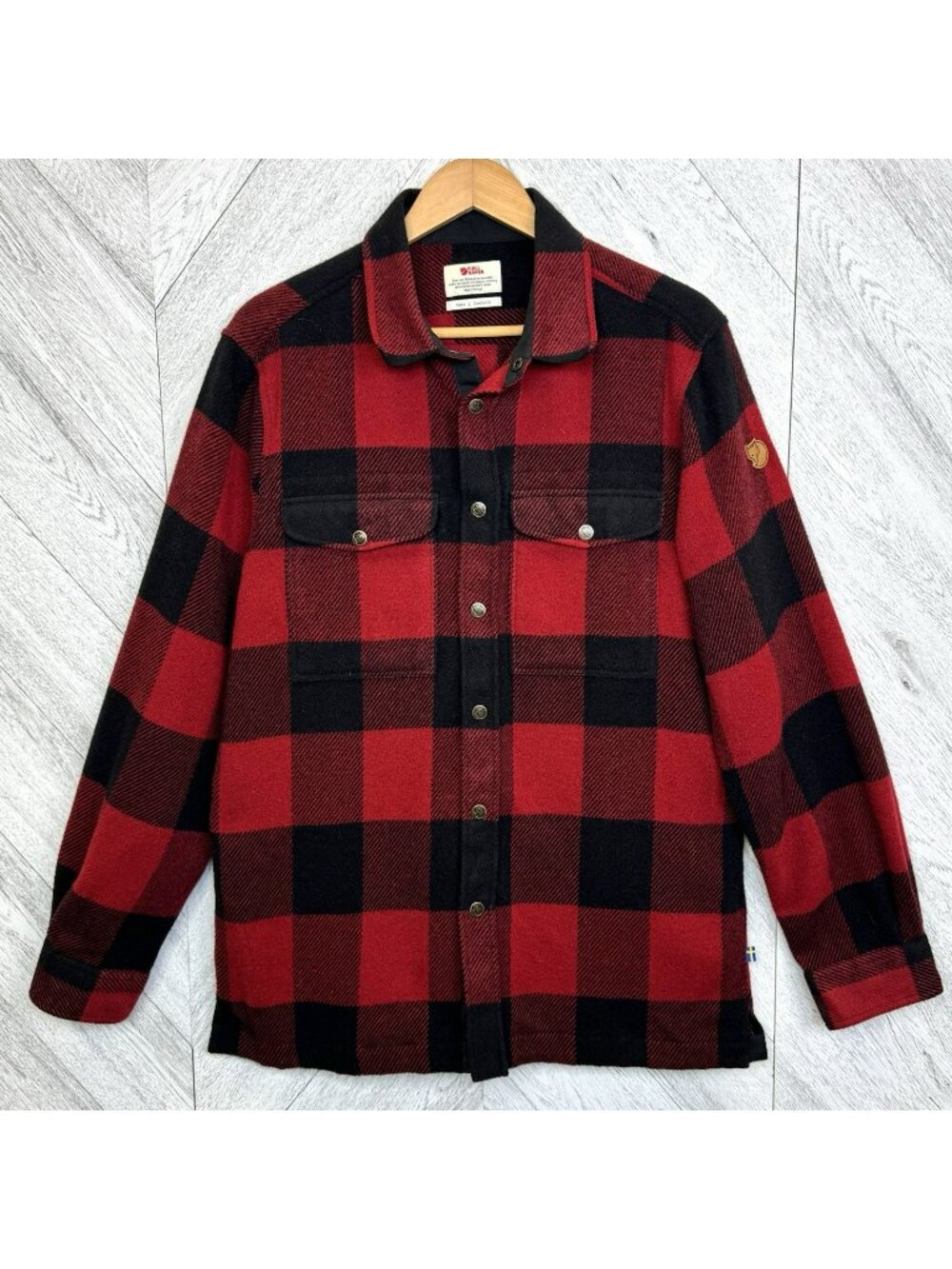 Fjallraven Canada Shirt Shacket Mens Large Comfort Fit Red Buffalo Plaid Snap